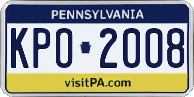 PA license plate KPO2008