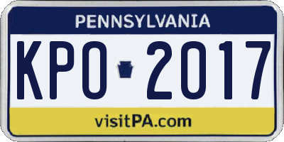 PA license plate KPO2017