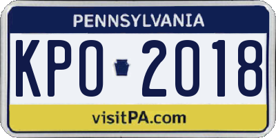 PA license plate KPO2018