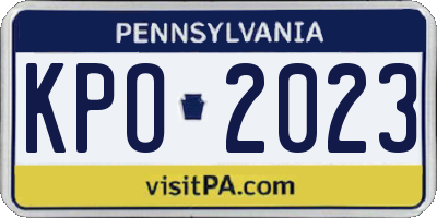 PA license plate KPO2023
