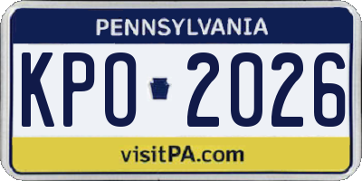 PA license plate KPO2026