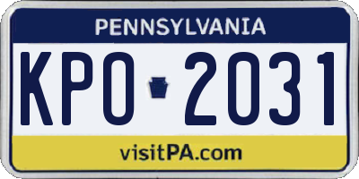 PA license plate KPO2031
