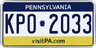 PA license plate KPO2033
