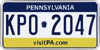 PA license plate KPO2047