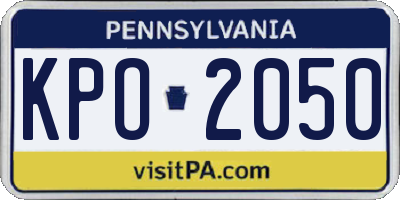 PA license plate KPO2050