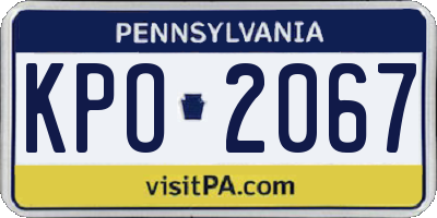 PA license plate KPO2067