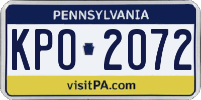 PA license plate KPO2072