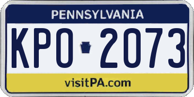 PA license plate KPO2073