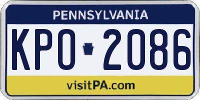 PA license plate KPO2086