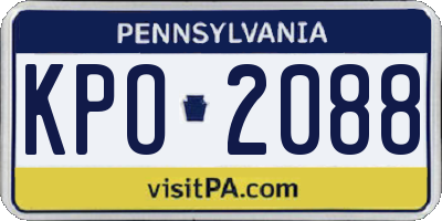 PA license plate KPO2088