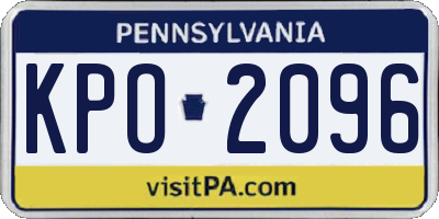 PA license plate KPO2096
