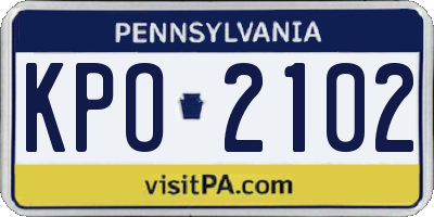 PA license plate KPO2102