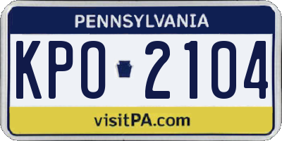 PA license plate KPO2104