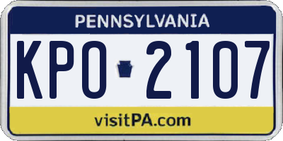 PA license plate KPO2107