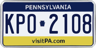 PA license plate KPO2108