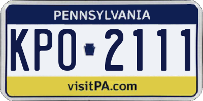 PA license plate KPO2111