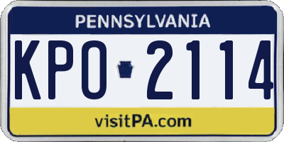 PA license plate KPO2114