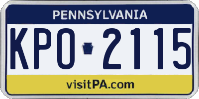 PA license plate KPO2115