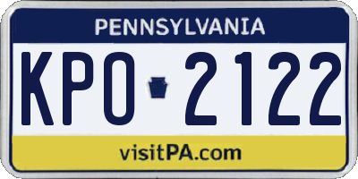 PA license plate KPO2122