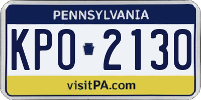 PA license plate KPO2130