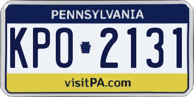 PA license plate KPO2131