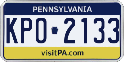 PA license plate KPO2133