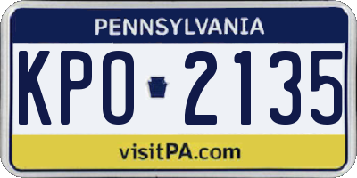 PA license plate KPO2135