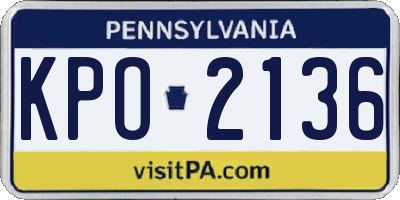 PA license plate KPO2136