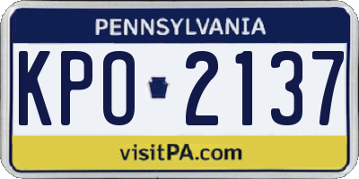 PA license plate KPO2137