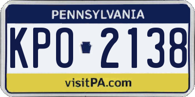 PA license plate KPO2138