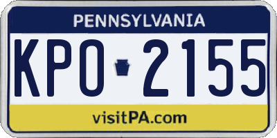 PA license plate KPO2155