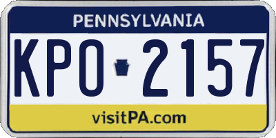 PA license plate KPO2157