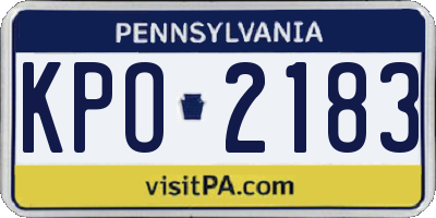 PA license plate KPO2183