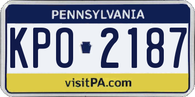 PA license plate KPO2187
