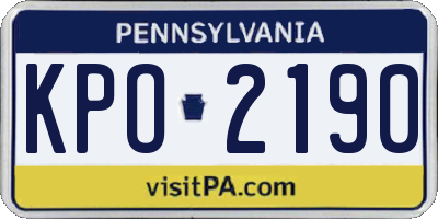 PA license plate KPO2190