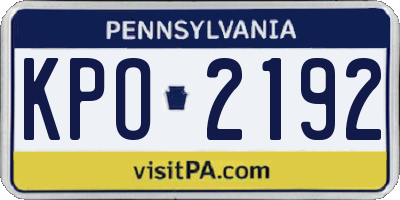 PA license plate KPO2192