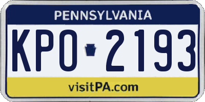 PA license plate KPO2193