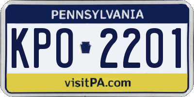 PA license plate KPO2201