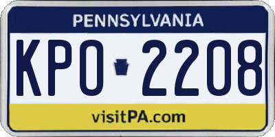 PA license plate KPO2208