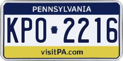 PA license plate KPO2216