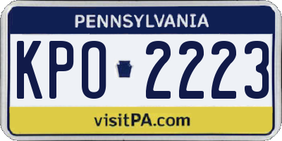 PA license plate KPO2223