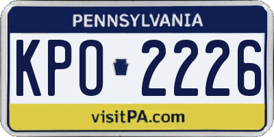 PA license plate KPO2226