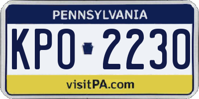 PA license plate KPO2230
