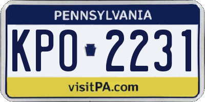 PA license plate KPO2231