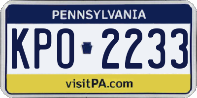 PA license plate KPO2233