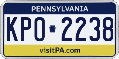 PA license plate KPO2238