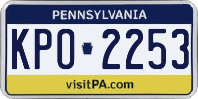 PA license plate KPO2253