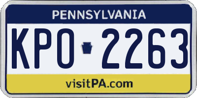 PA license plate KPO2263