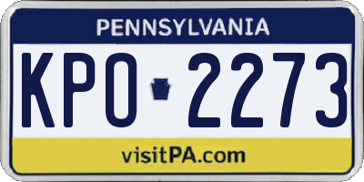 PA license plate KPO2273