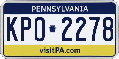 PA license plate KPO2278